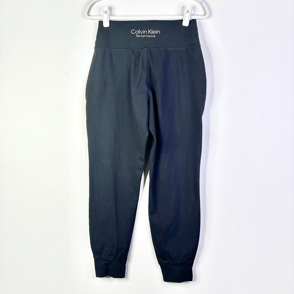 Calvin Klein Performance Joggers Women M Black Stretch High Rise Wide Leg NWOT